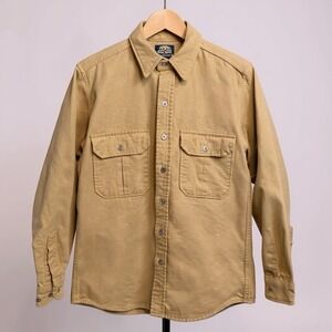 VTG Cabelas Shirt Medium Tan Chamois Hunting Button Up Long Sleeve Made in USA